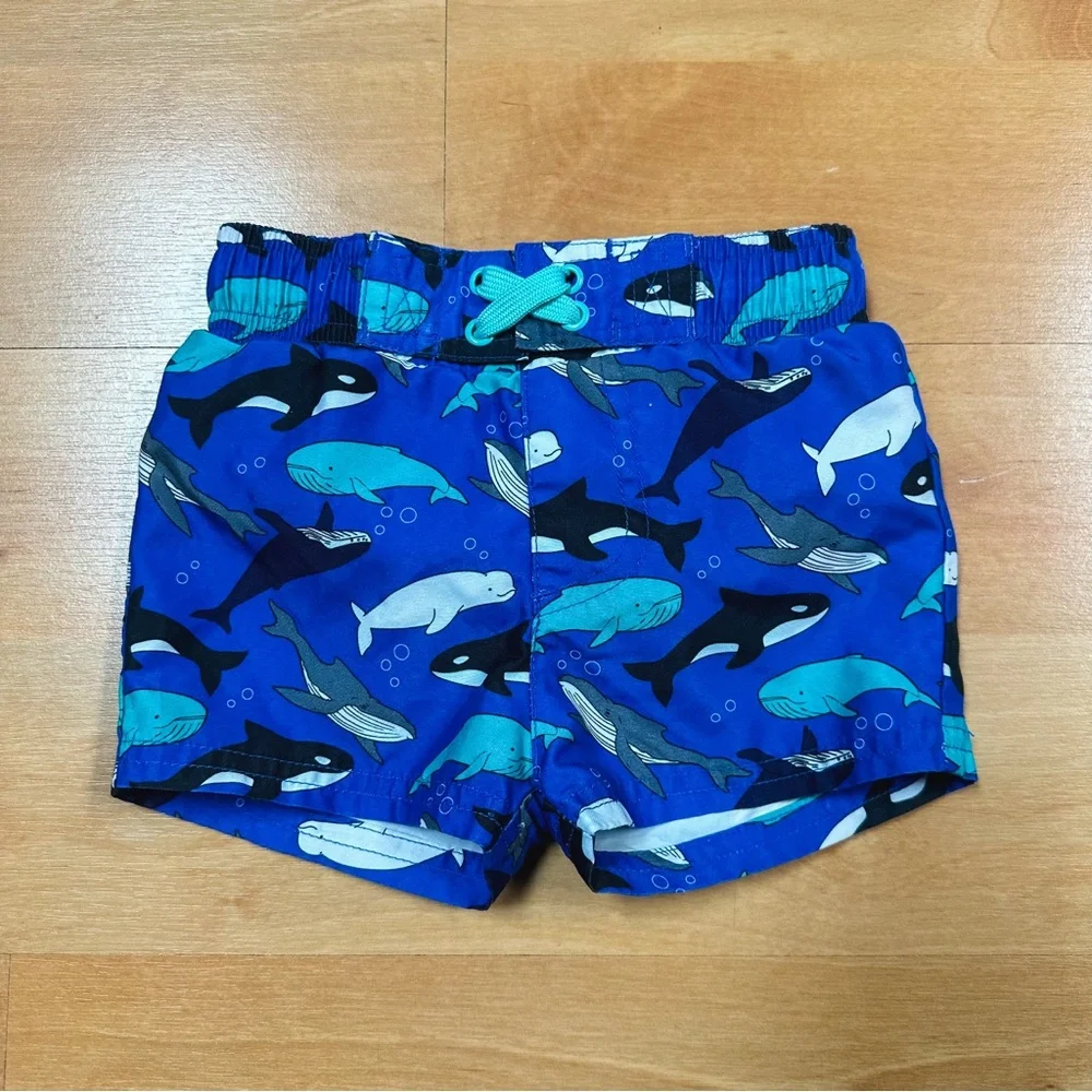 Cat & Jack Blue Whale Graphic Swim Shorts Baby Boys Size 9M